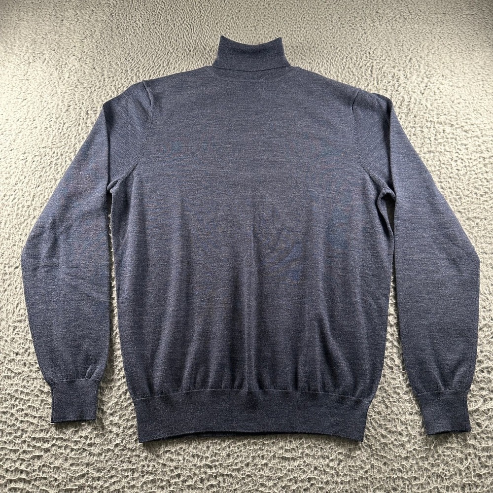 Suitsupply Sweater Mens L Navy Merino‎ Wool Turtleneck Long Sleeve Fine Knit